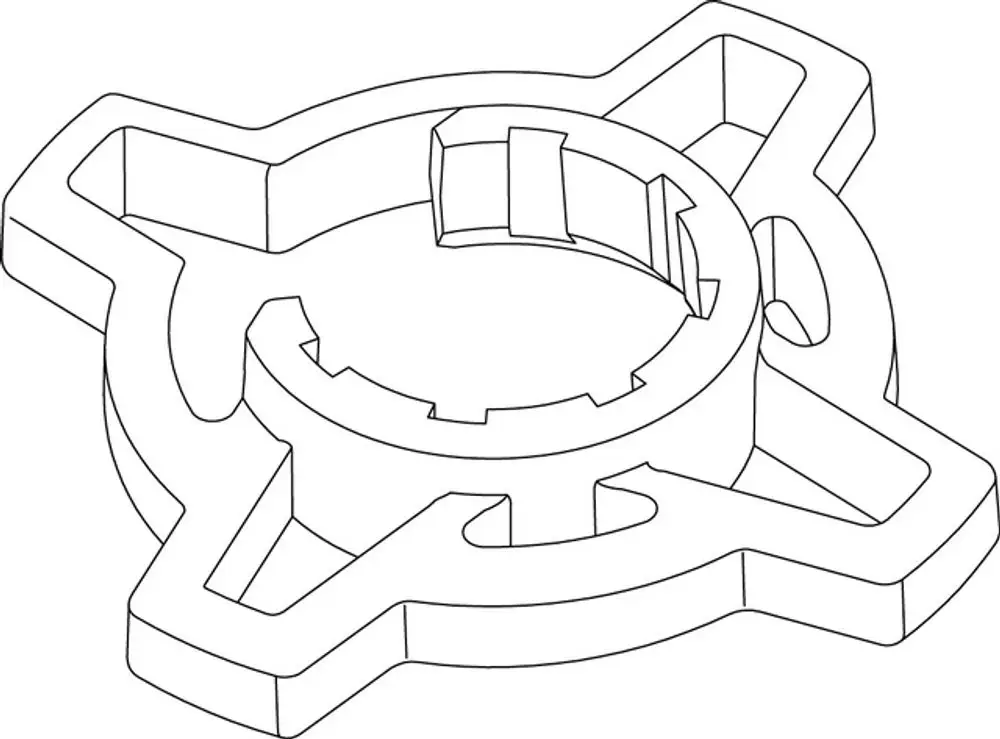 Handgriff zur Einstellung, geeignet für bestimmte Modelle von IMI Hydronic Engineering. Geometrisches Design mit Ausschnitten zur einfachen Handhabung.
